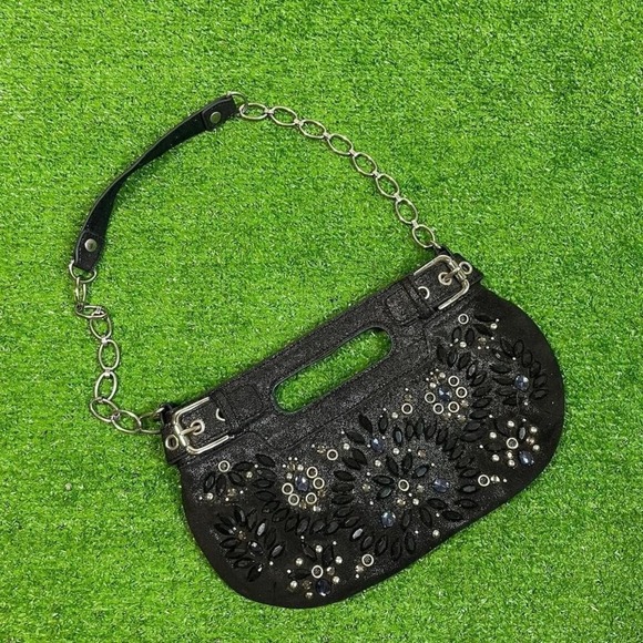 Vintage Y2K Rafe New York Shoulder Purse Gems Glam Shimmer Chain Strap - Picture 1 of 8